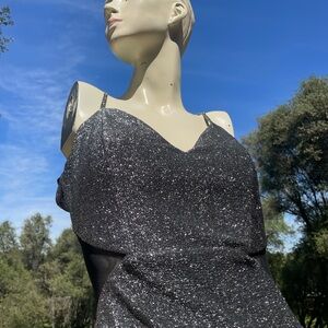 Metallic Black Sparkle Trixxi brand Dress with Spaghetti Straps